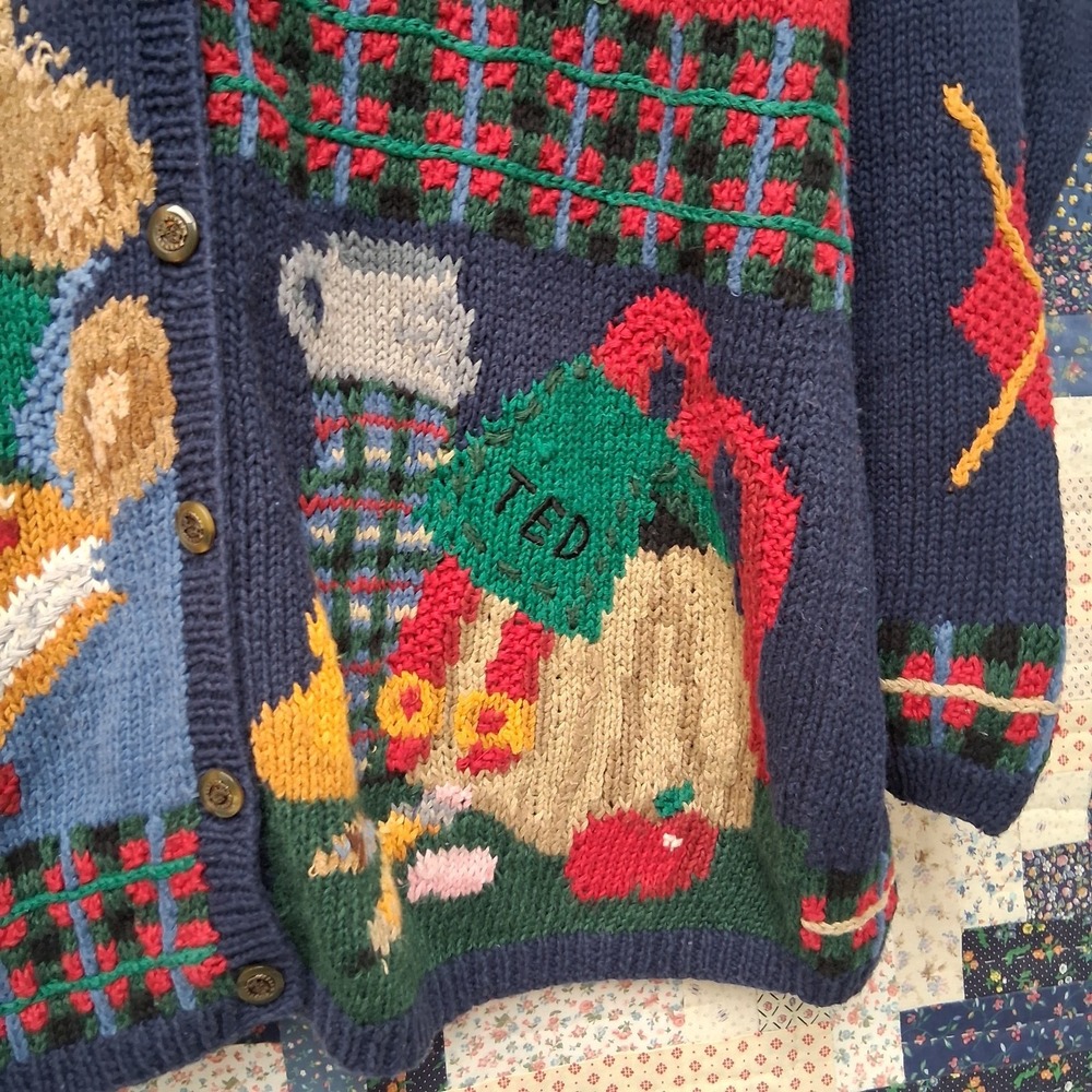 VTG Signatures Northern Isles II School Teacher Cardigan Hand Knitted 2X Teddy - Picture 3 of 12